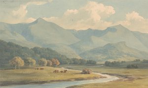 Carnedd Llewelyn et Carnedd David, Carnarvonshire, vus à travers la rivière Ogwen - John Warwick Smith